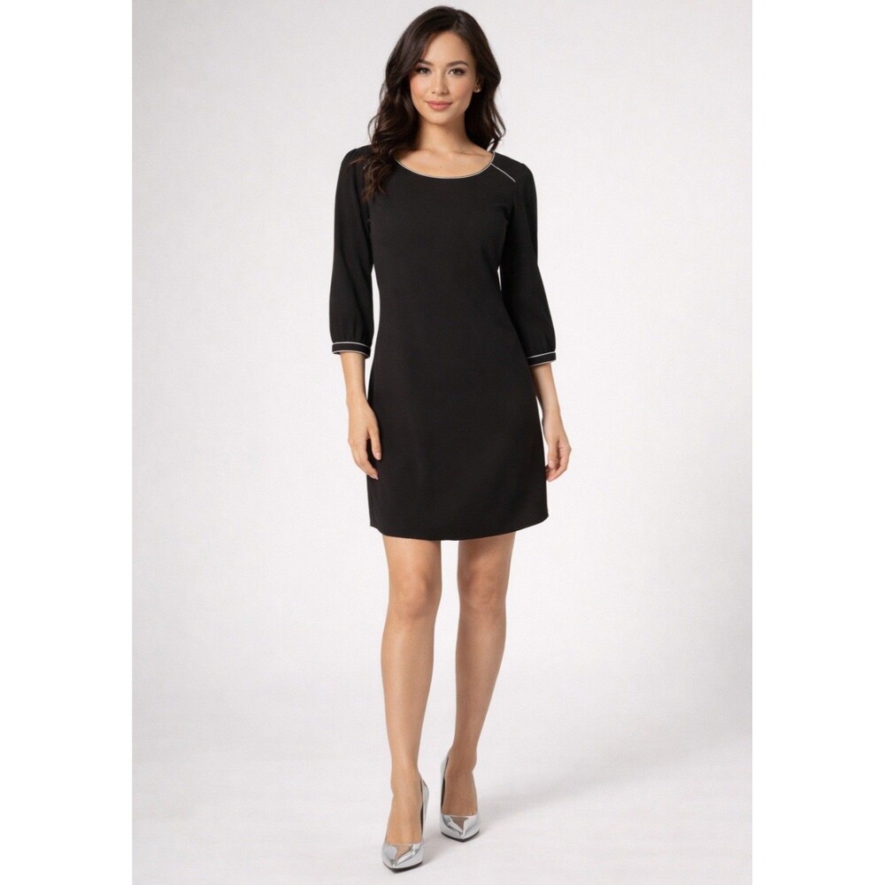 H&M Long Sleeve Little Black Dress with Silver detail Holiday Perfect Sz 4